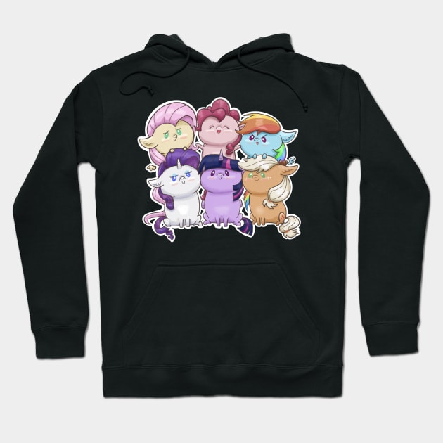 Chibi Mane 6 Hoodie by CatScratchPaper